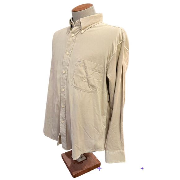 IZOD 21 Whale Corduroy Men’s Button Down Shirt Large Tan Weekend - Picture 2 of 9